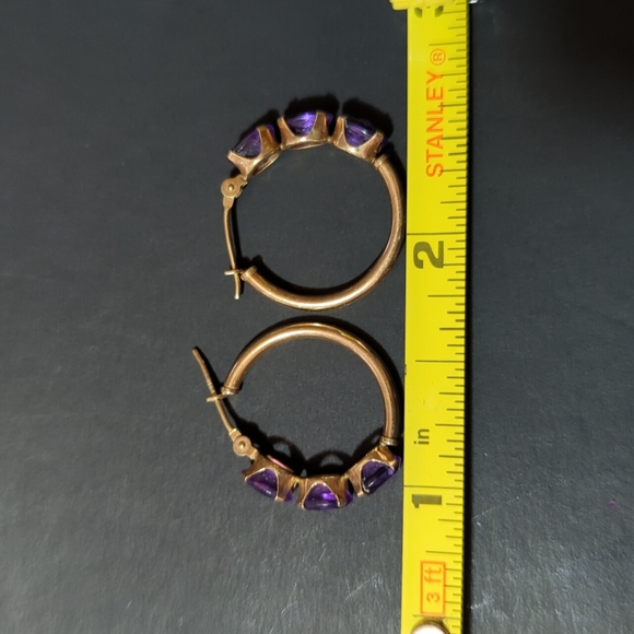 10k small gold hoops with amethyst genuine